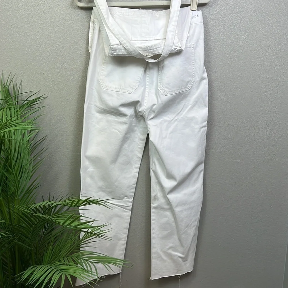 NWT Joe’s Jeans Overalls White Medium Raw Hem Straight Leg 100% Cotton Denim - Picture 6 of 13